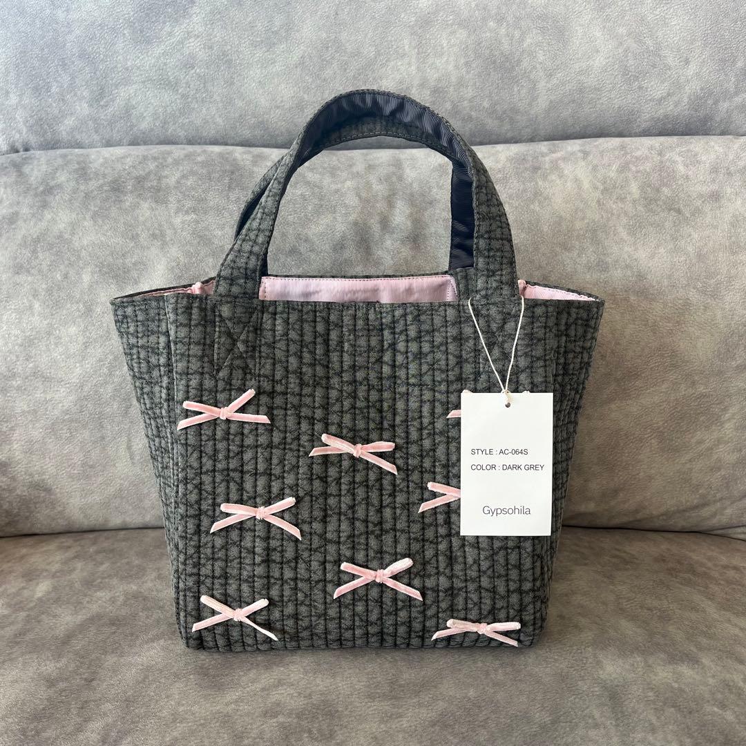 gypsohila ジプソフィア リボンバッグ トートバッグ グレー S - メルカリ