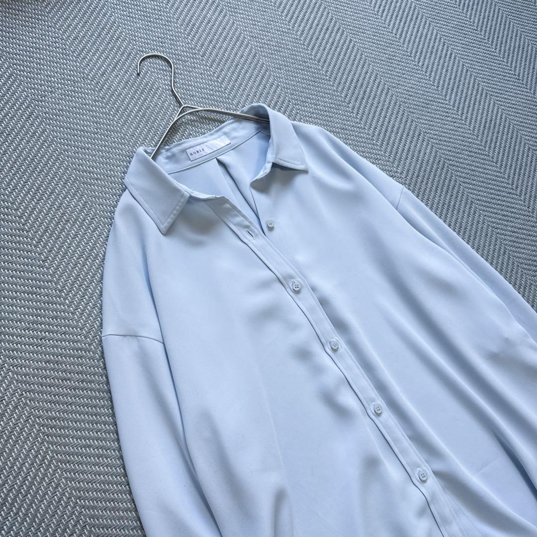 極美品 ノーブル Noble シーズンカラープレーンシャツ サックスブルー