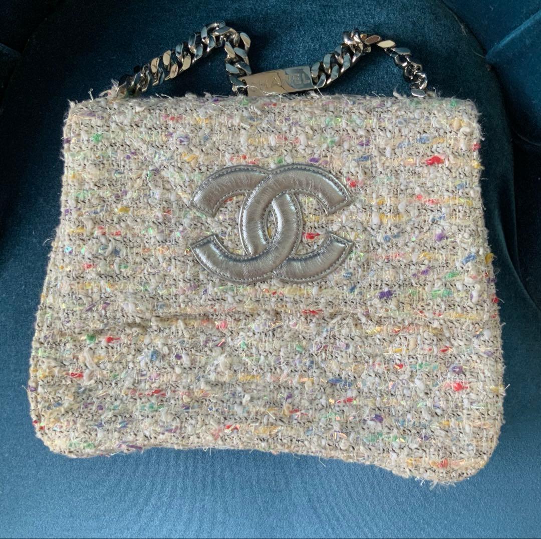 中古　美品　CHANEL 白　ツイードショルダーバッグ　証明書あり 中古・古着通販】CHANEL (シャネル) ツイードミニマトラッセ チェーン