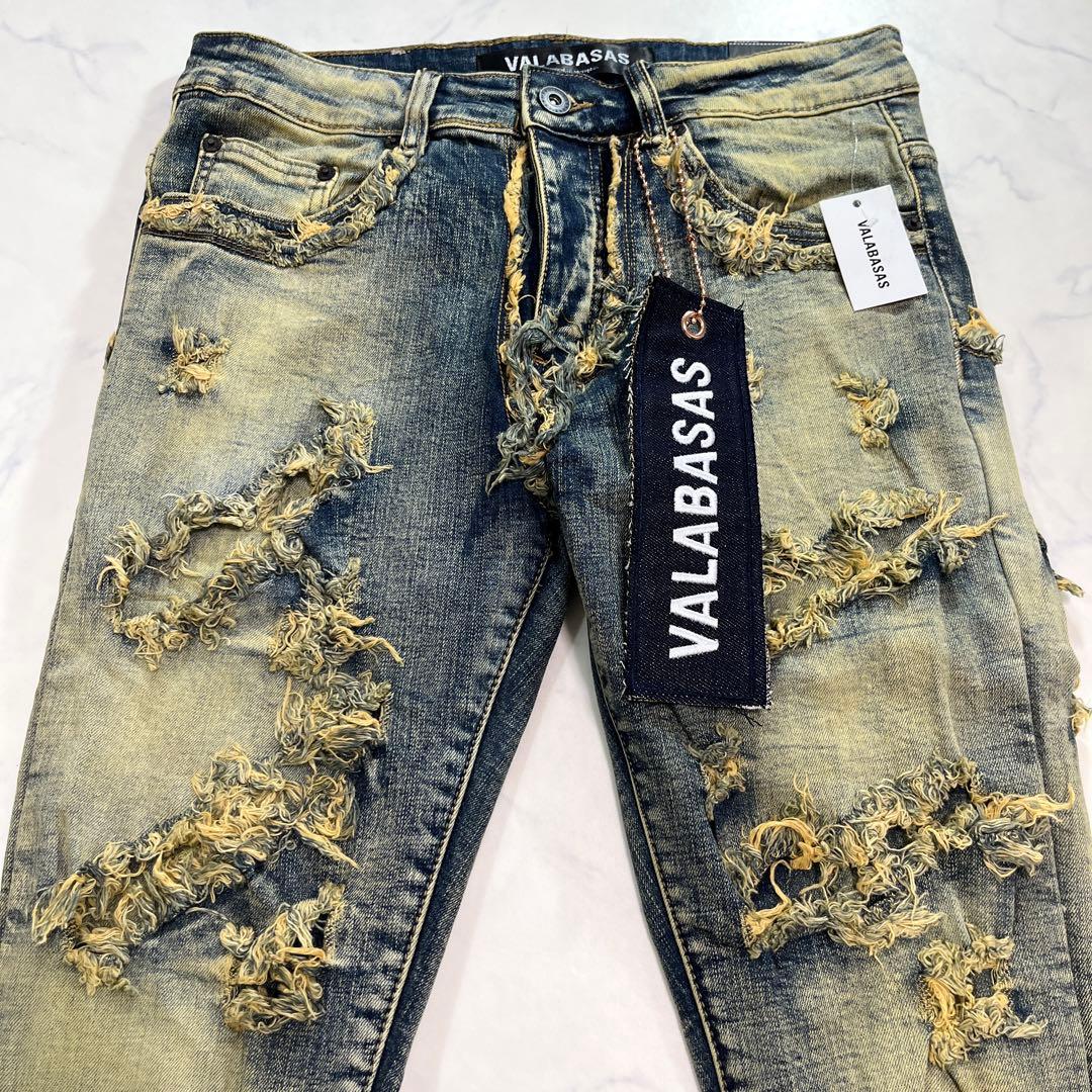 valabasasバラバサス ハードクラッシュスタックフレアデニム 新品 30