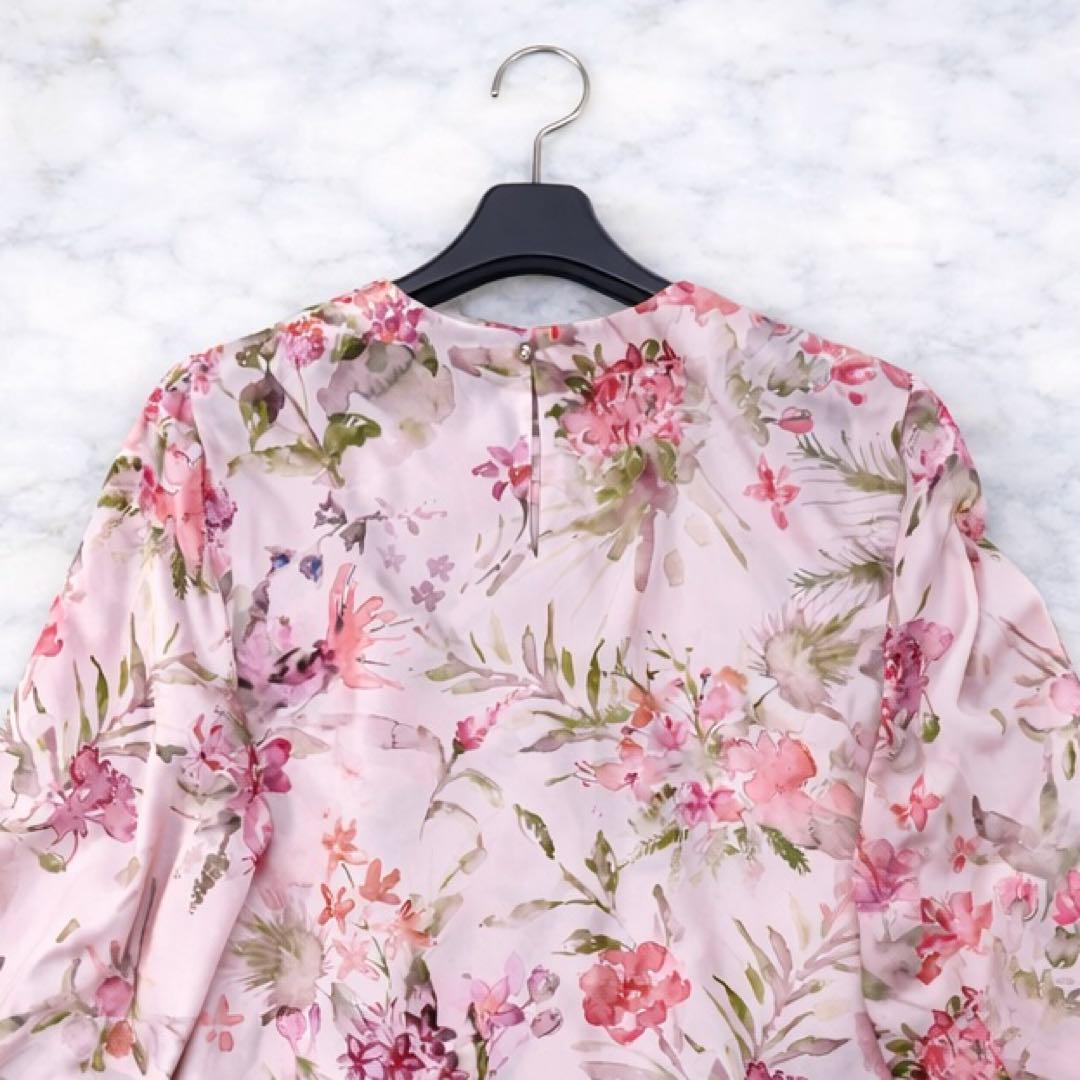 ルルウィルビー RATTI ソフトフラワープリントブラウス 水彩 ピンク