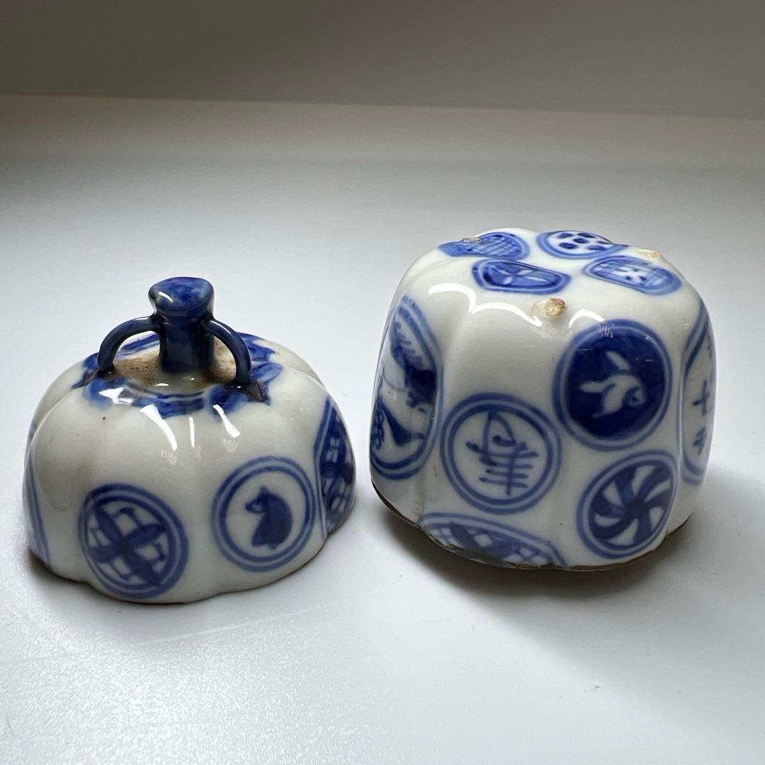 中国古玩 五良大甫呉祥瑞造 丸紋香合 木箱付 高さ約6㎝ 東Y8-0109☆2F