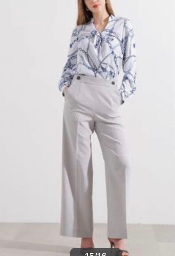 美品ピンキー＆ダイアン38 チェーンプリントブラウス◇ブルー系