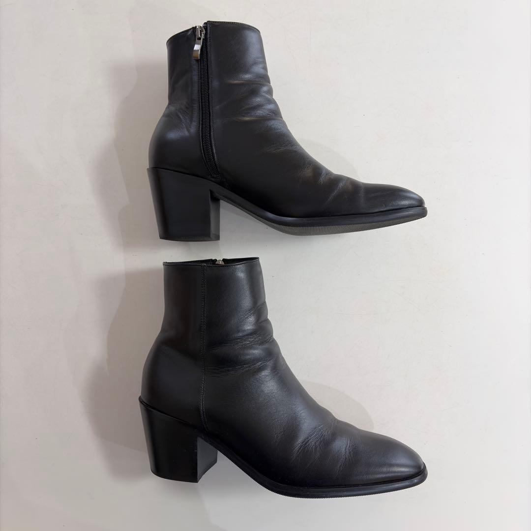 Lui's ルイス サイドジップ ヒールブーツ レザーブーツ ブラック 40