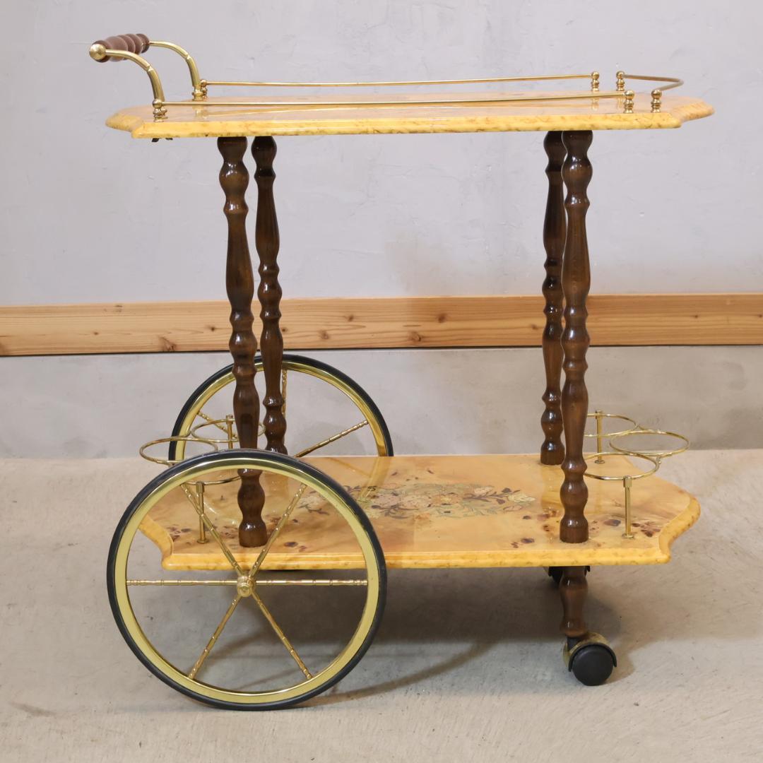 イタリア アンティーク調 キッチンワゴン クラシック イタリア 象嵌