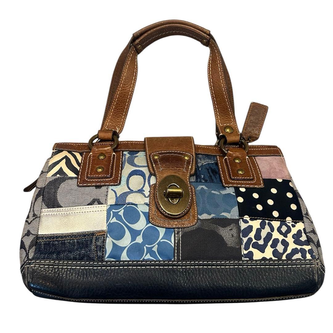 コーチ　ハンドバッグ　ターンロック　パッチワーク　デニム　肩掛け　10816 楽天市場】【COACH】コーチ パッチワーク シグネチャー トートバッグ