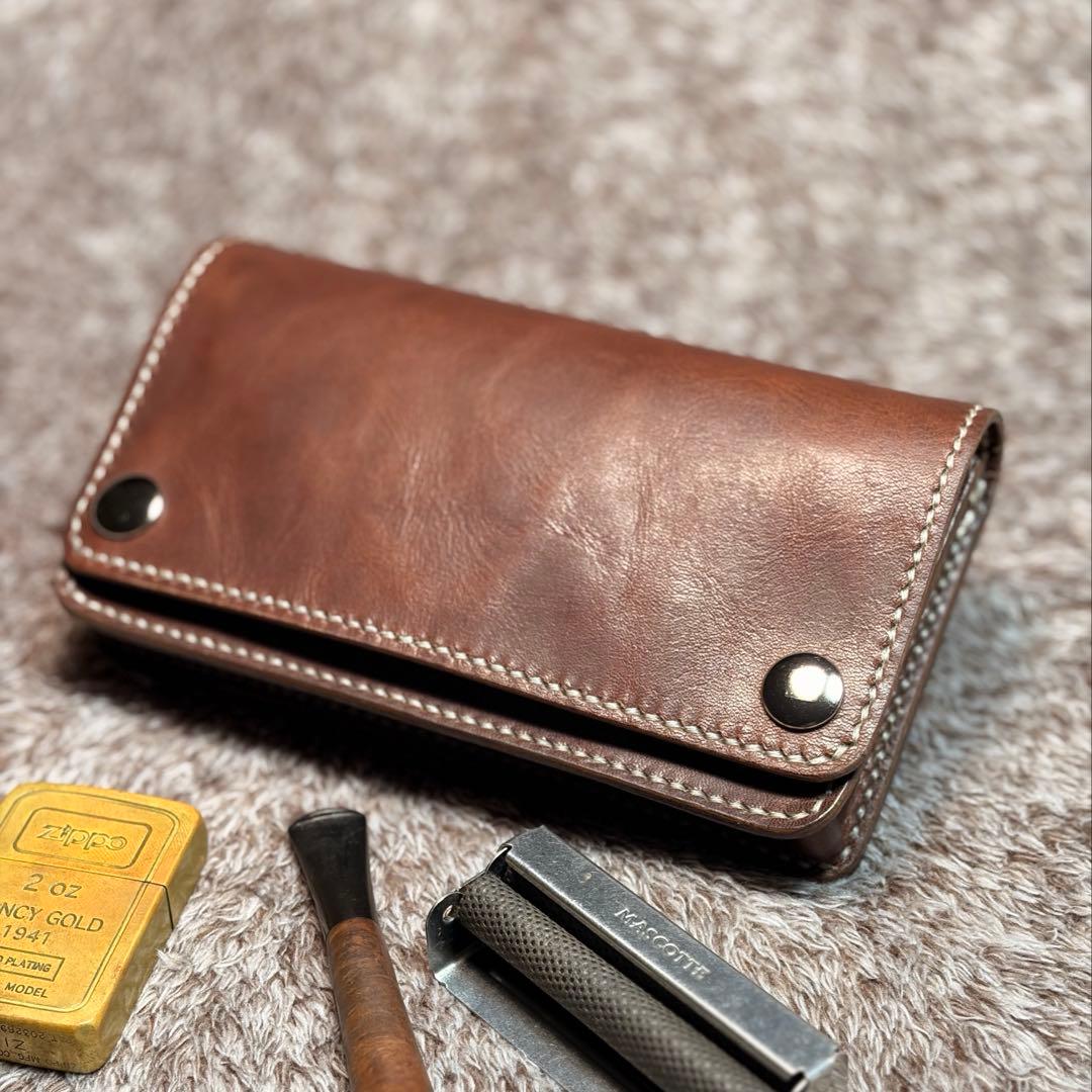 ◎ラスト1点.大人の渋さ漂う.二つ折り.オイルヌメシャグポーチ◎