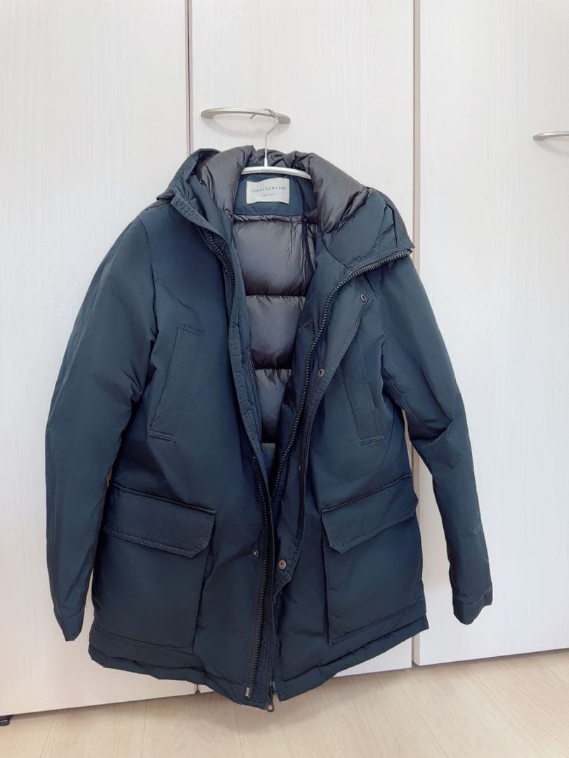 TOMORROWLANDトゥモローランド　フード付きダウンジャケットネイビー TOMORROWLAND（トゥモローランド） メンズ フランネルウール
