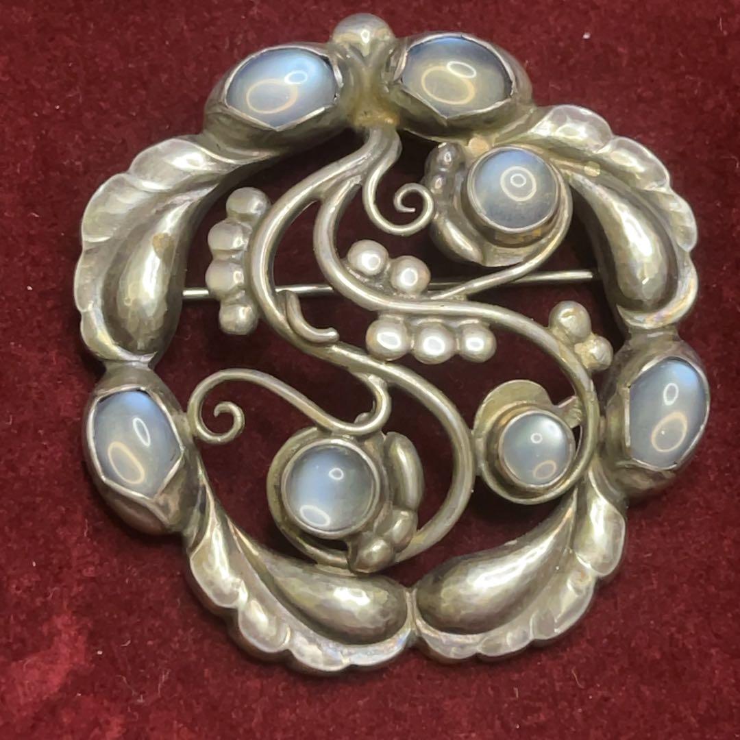 美品 GEORG JENSEN ジョージジェンセン ムーンストーン ブローチ