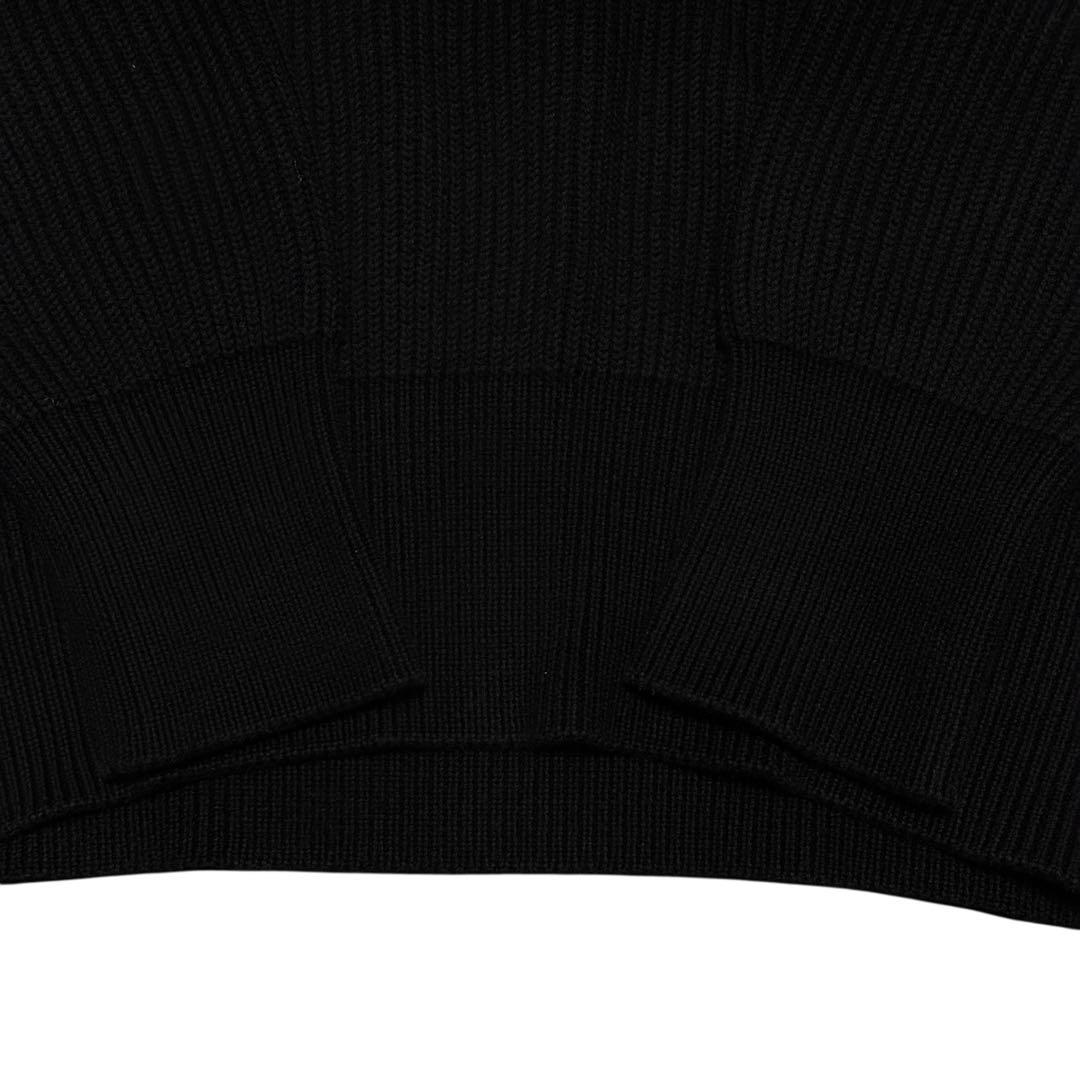 CABaN コットンカシミヤアゼ ハイネックプルオーバー ブラック メンズ L