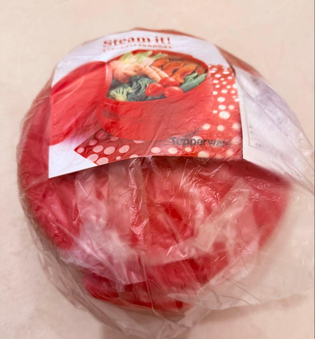 新品】Tupperware 赤い蒸し器