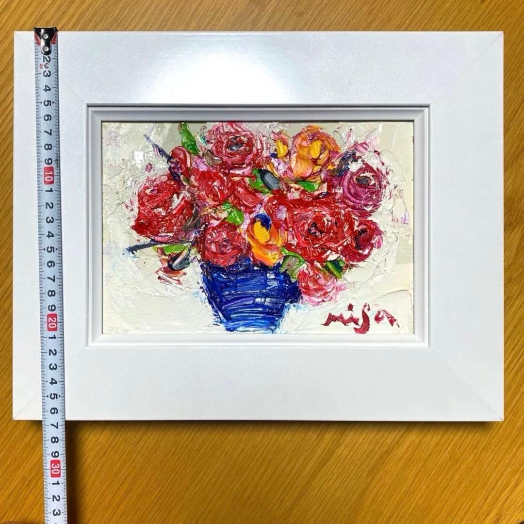 題名【　バラ　　】◾️油彩画　SMサイズ◾️兼田美佐子　原画　本物