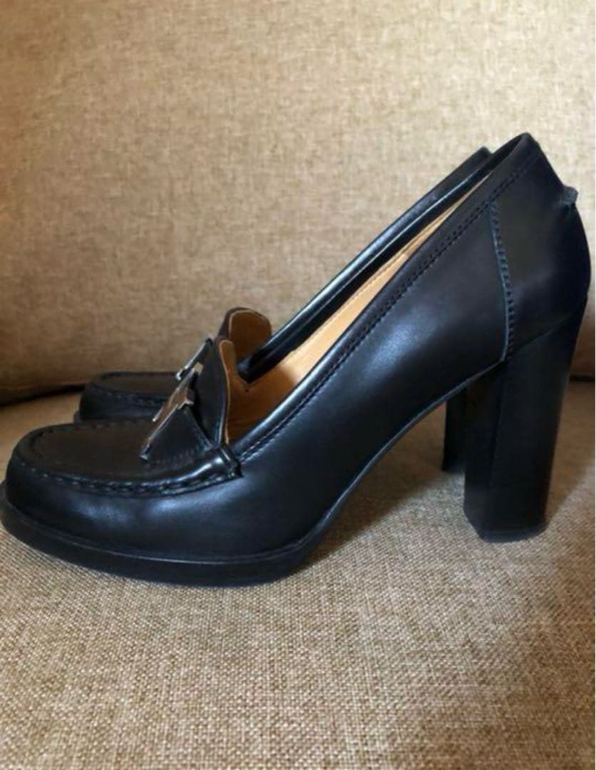 SALE】HERMES エルメス ローファー ヒール 37 黒