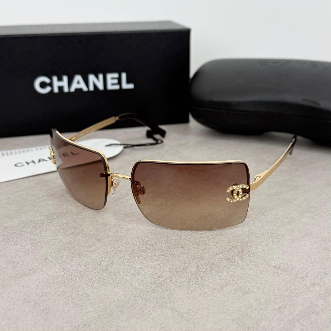 美品 CHANEL サングラス リムレス 4092-D ブラウン ラインストーン 楽天市場】CHANEL シャネル サングラス ココマーク ラインストーン