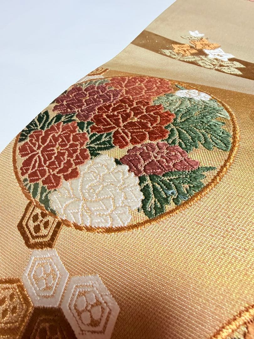 高級 袋帯 正絹 六通柄 西陣織 ゴールド 訪問着 留袖 色無地