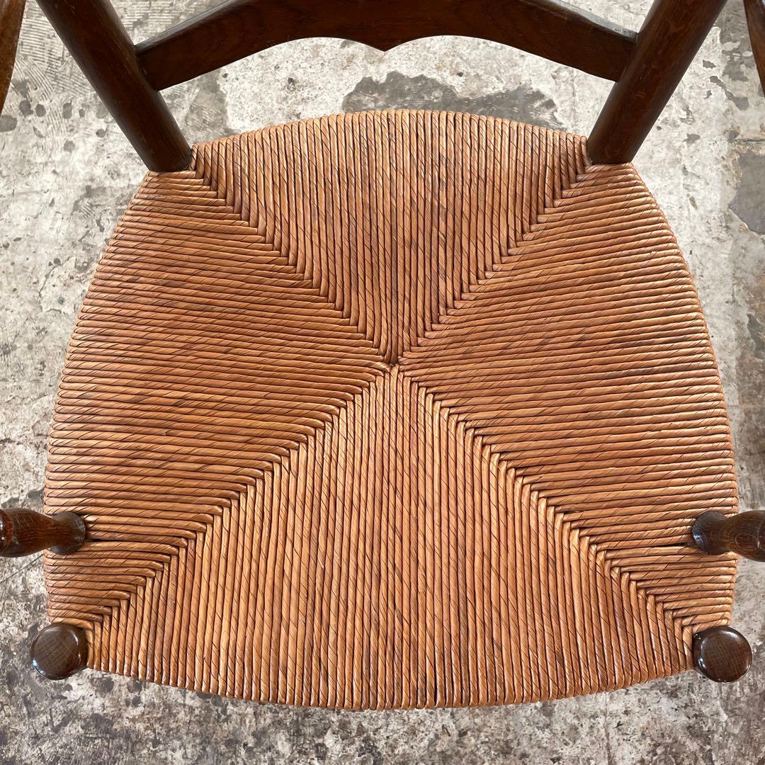 ビンテージ ダイニングアーム藁チェア no1 - メルカリ