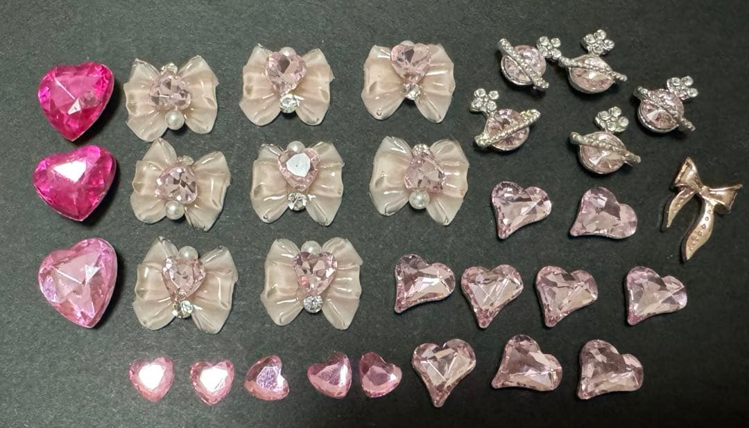 ネイルパーツ まとめ売り デコパーツ ピンク ハート リボン - メルカリ