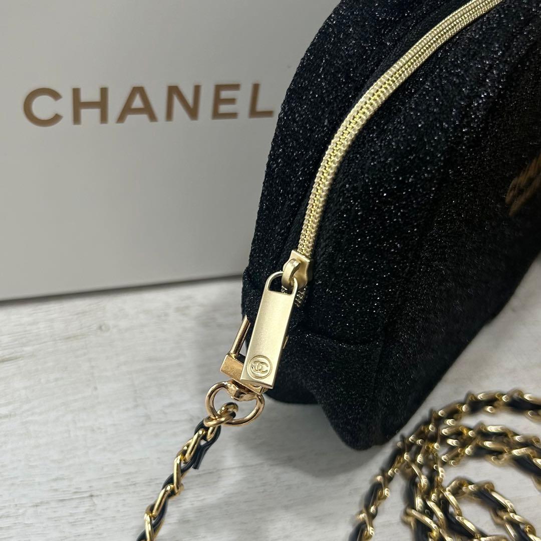 CHANEL】ノベルティ ポーチ ゴールドチェーン付き ショルダーバッグ
