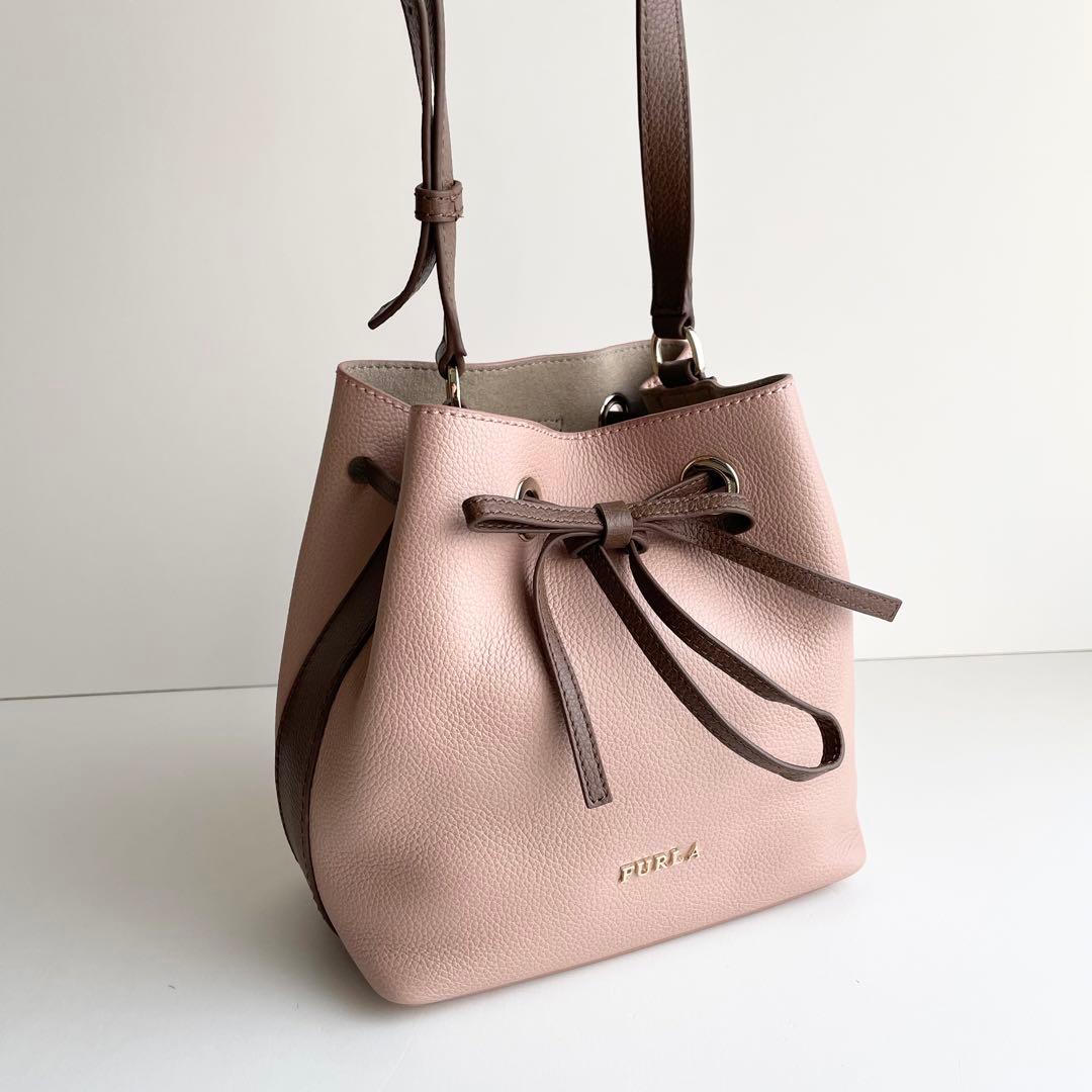 フルラ コスタンザ バケット ハンドバッグ バイカラー レザー ほぼ新品