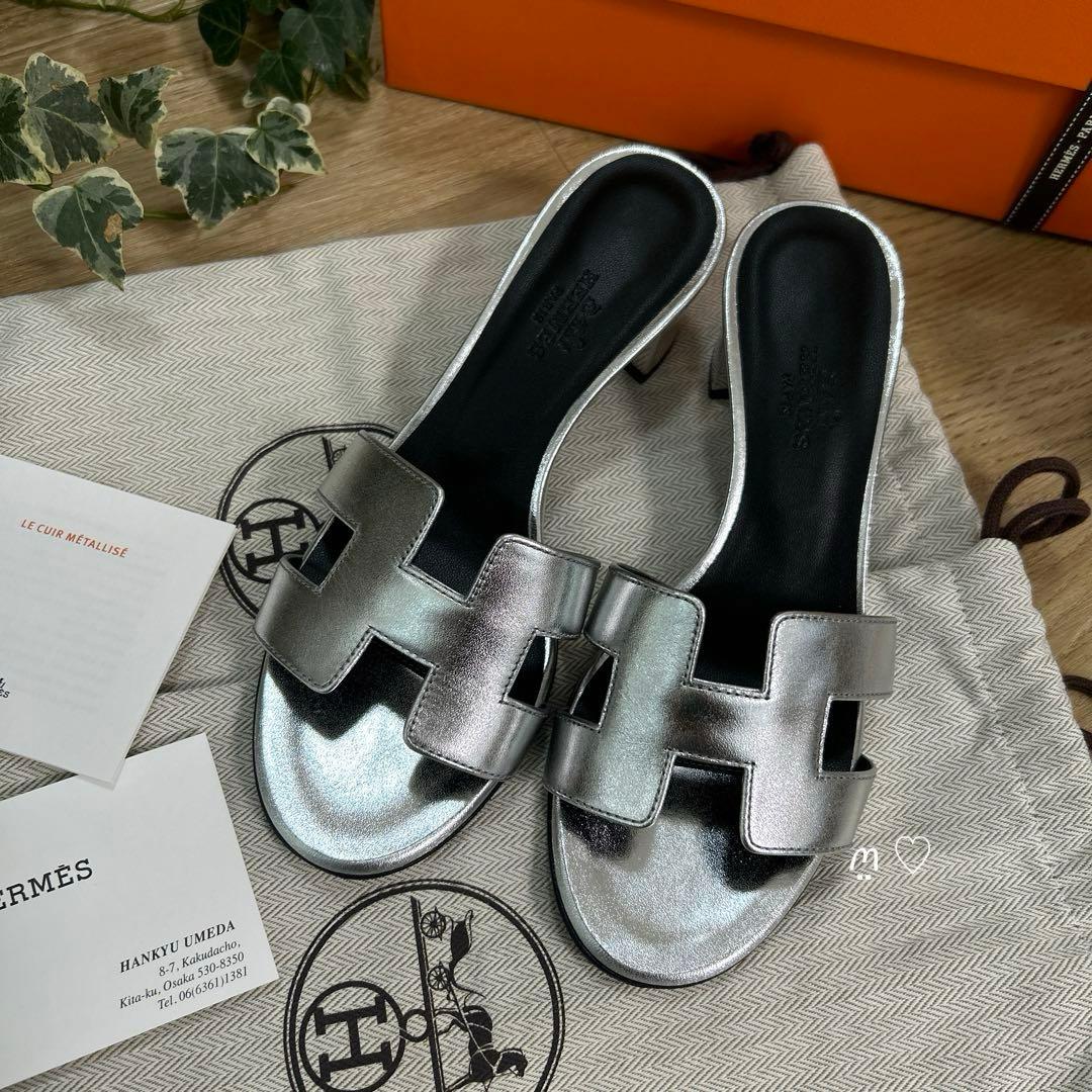 ご専用☆新品 HERMESエルメス オアジス 34.5 サンダル グリアルジャン
