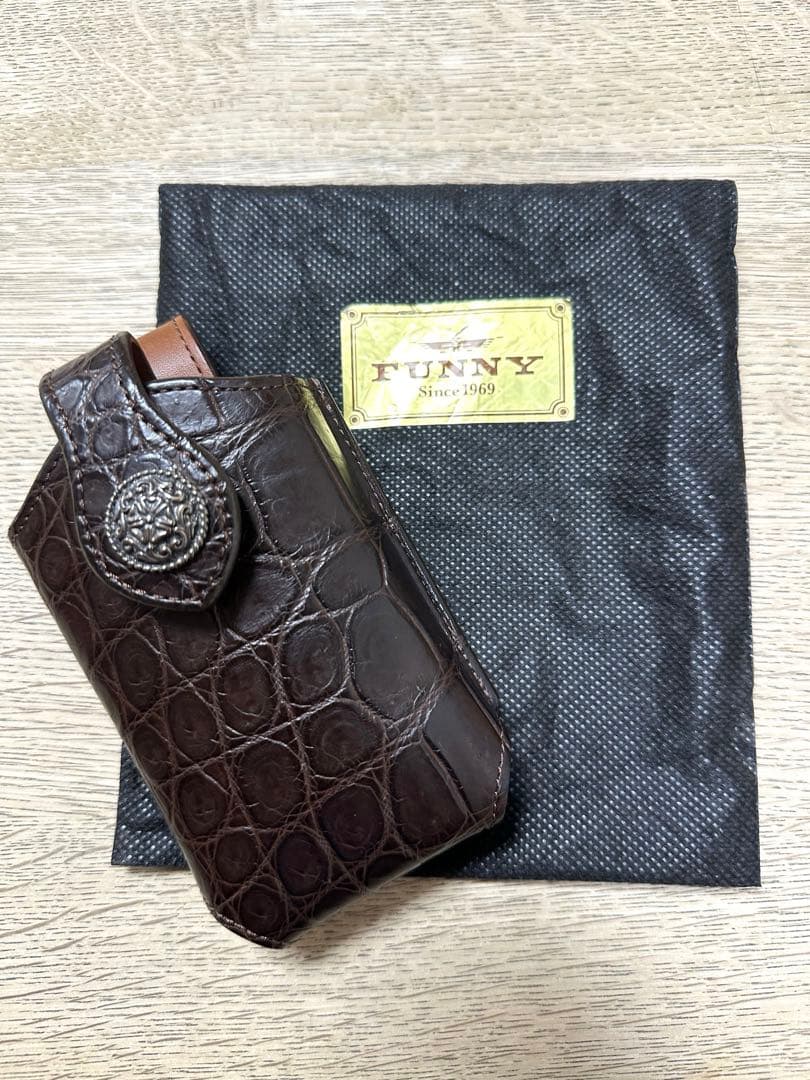 FUNNY ファニー モバイルケース クロコダイル　ブラウン　本革 FUNNY公式ストア ファニー ボックスコインケース ポロサスクロコダイル
