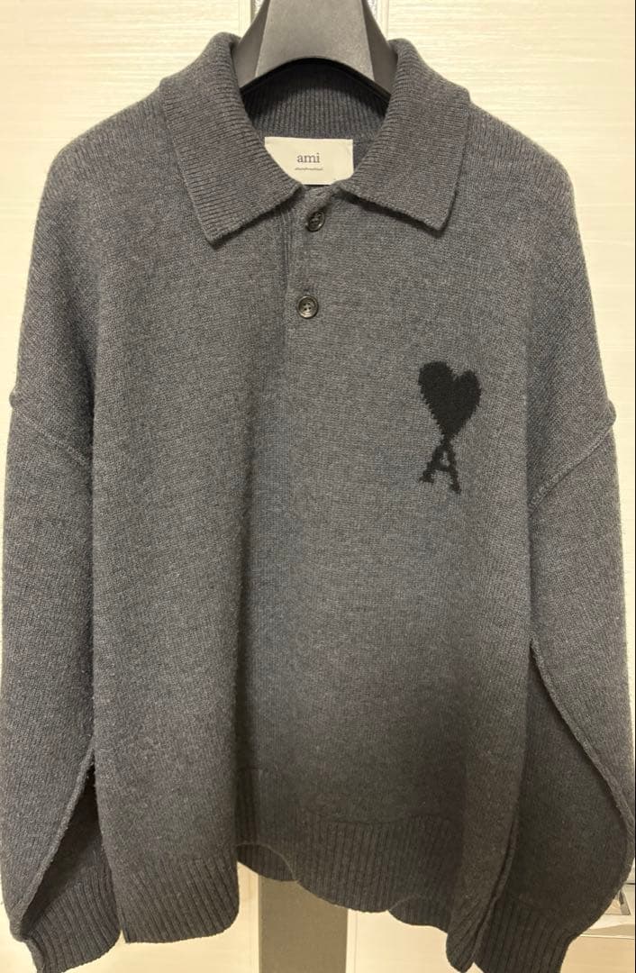 ami paris アミパリ メリノウールフェルトニット ポロ - メルカリ