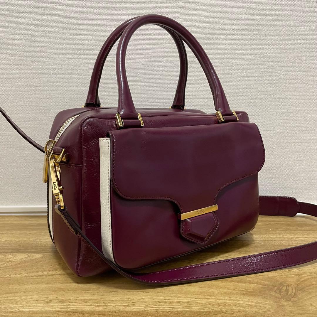 《極美品》TOD’S （トッズ）レザー ハンドバッグ パープル系
