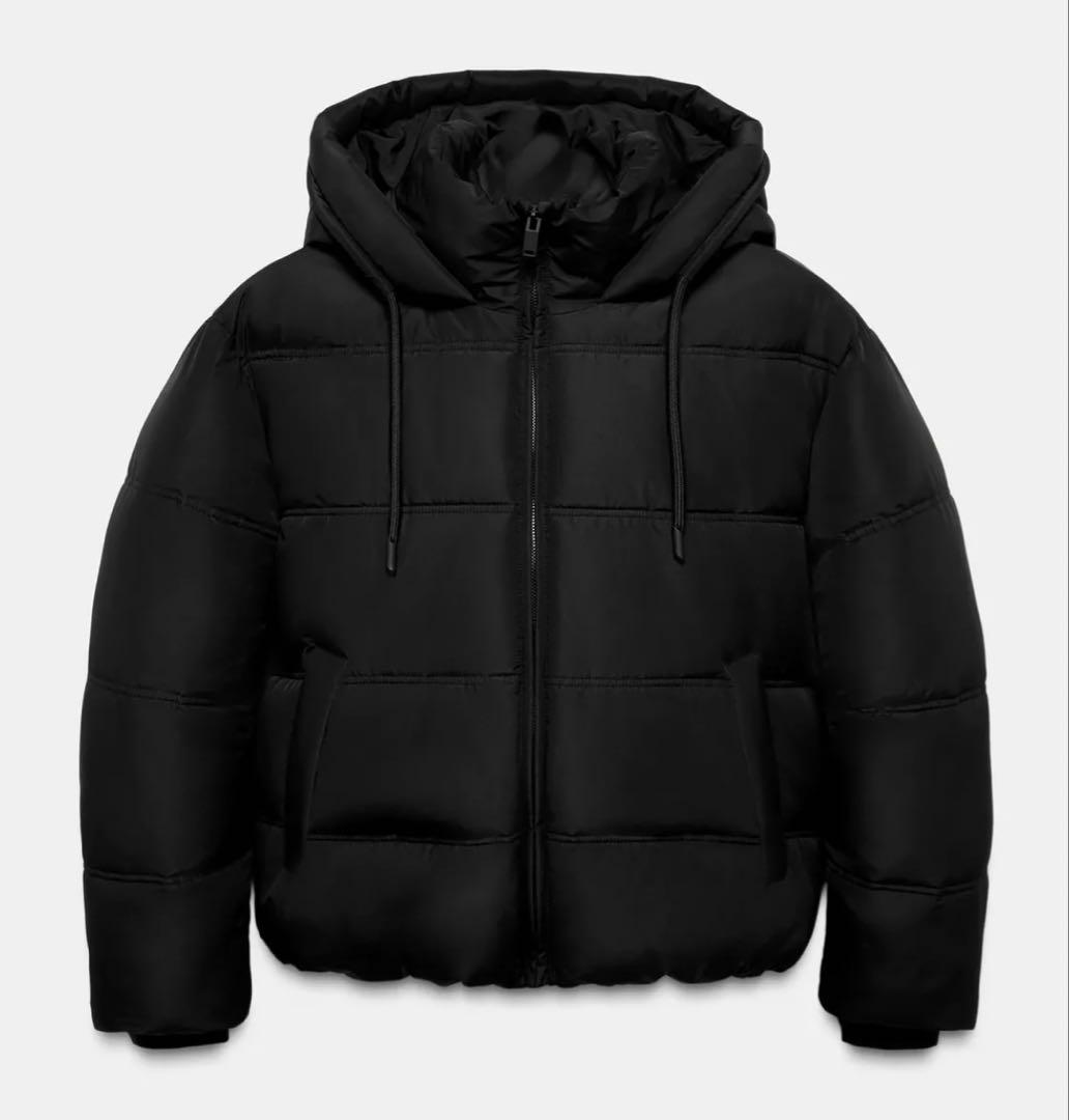ZARA ブラックパデッド ショート丈ダウンジャケット - メルカリ