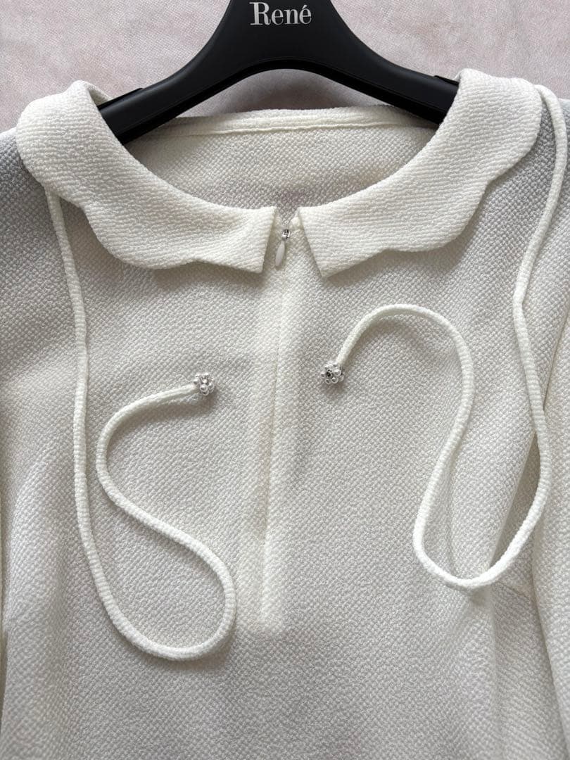 最終値下 ルネ スカラップカラー ブラウス 34 ホワイト