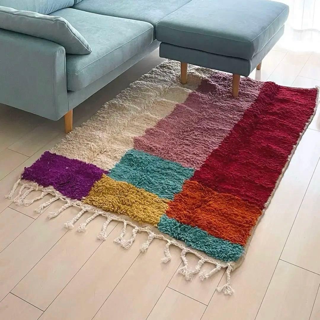 【売り切りセール】ハンドメイド カラフル モロッカンラグ 150 x 100cm 売り切りセール】ハンドメイド カラフル モロッカンラグ 150 x 100cm