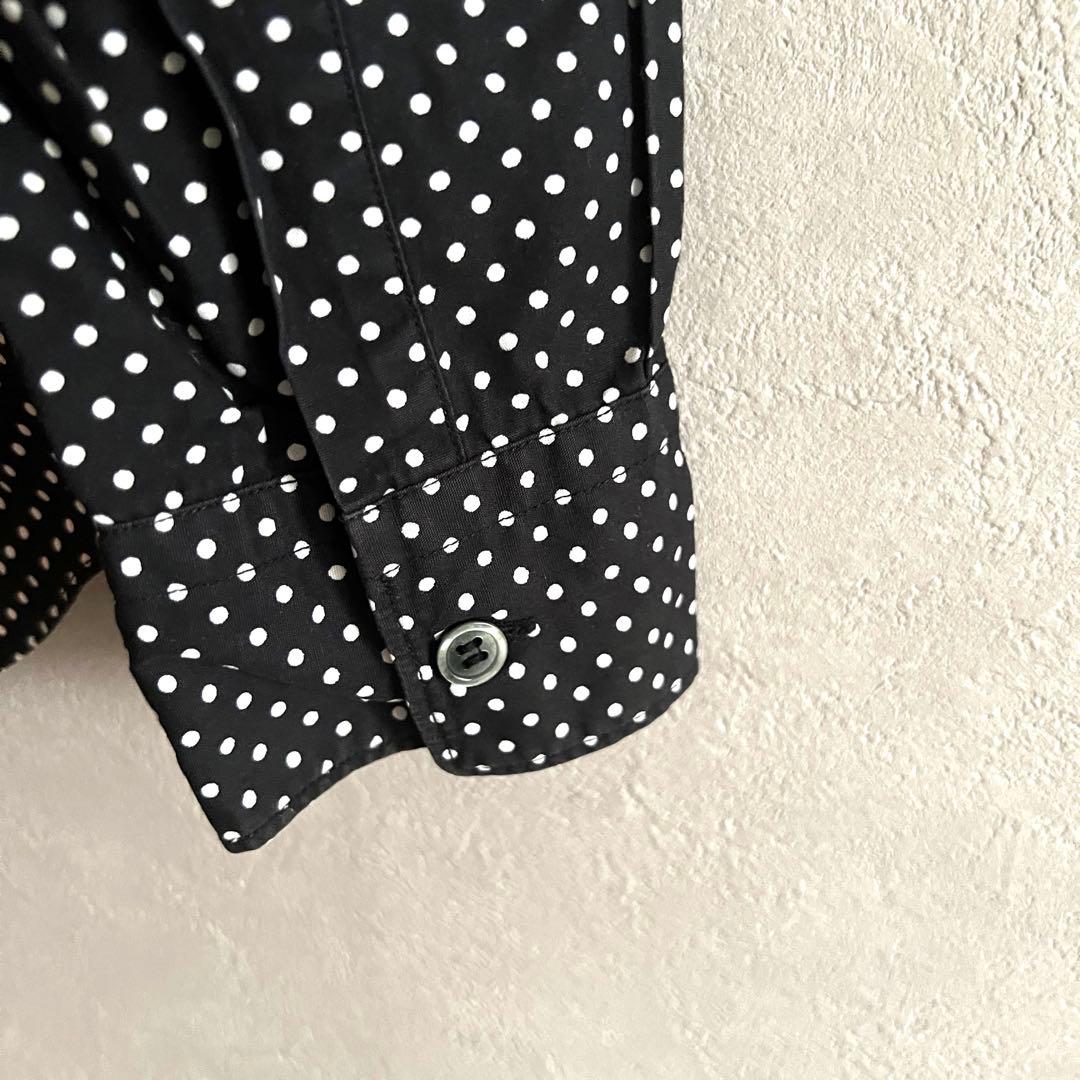 希少 08年製 ブラックコムデギャルソン ドット柄 丸襟 デザインシャツ