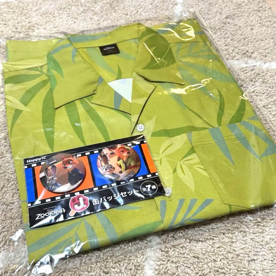 ズートピア ハッピーくじ B賞 ニック アロハシャツ J賞 缶バッチ付き