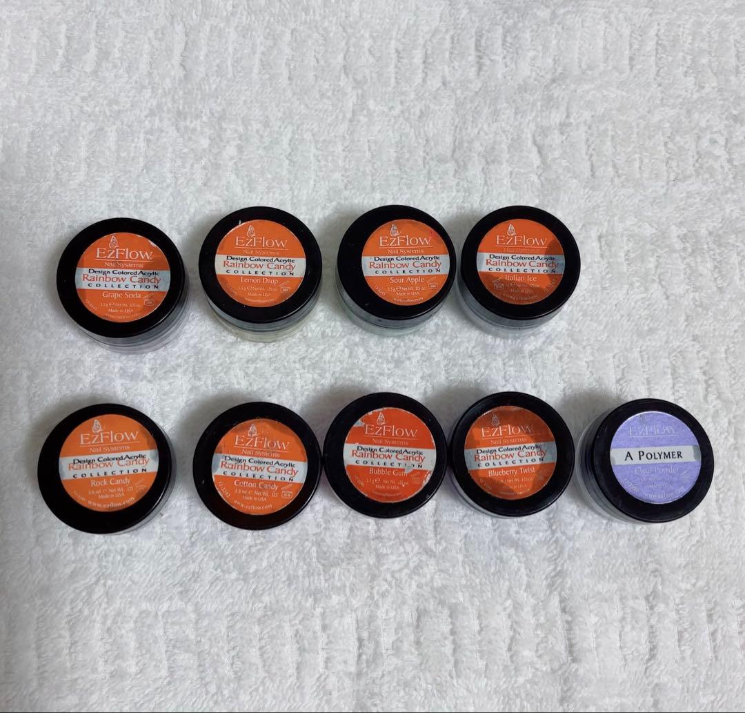 EZflow アクリルパウダー 9個 カラーパウダー グリッターパウダー