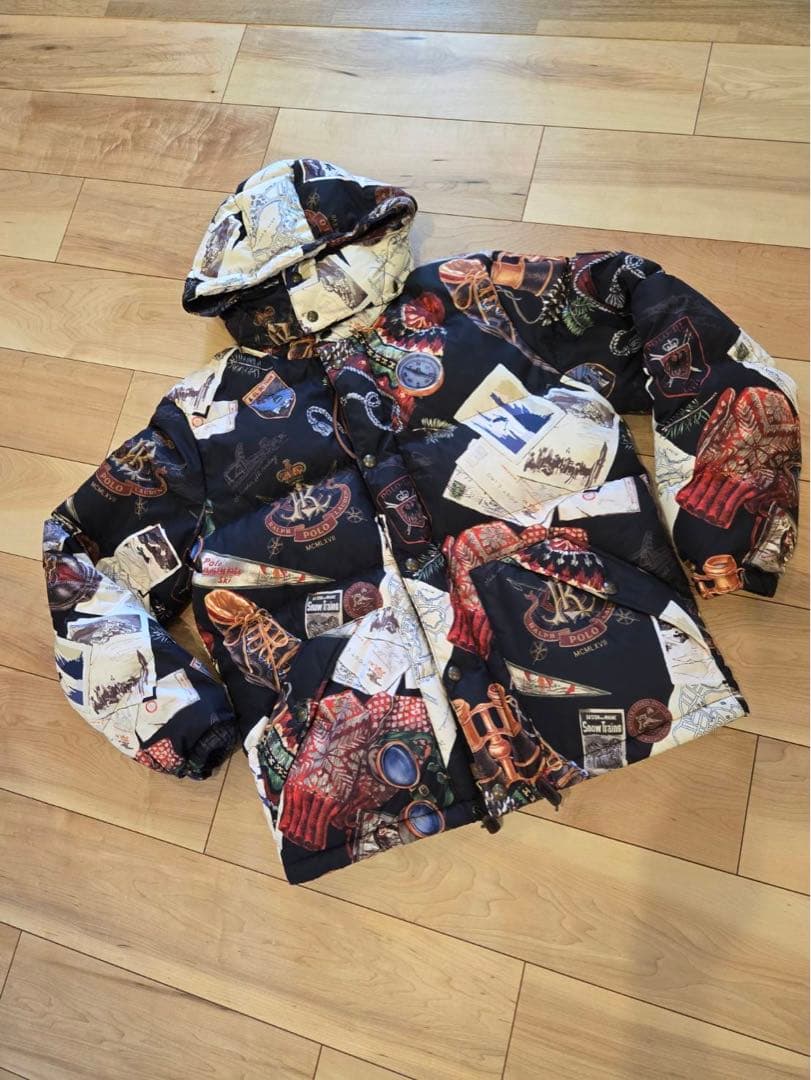 Ralph Lauren 総柄 プリント ダウンジャケット ダウンジャケット フード着脱 総柄プリント フルジップ アウター 防寒