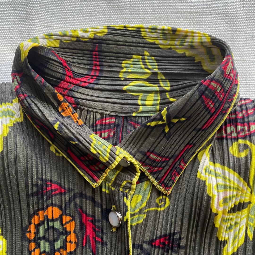 pleats please 蝶柄 長袖シャツ サイズ3 - メルカリ