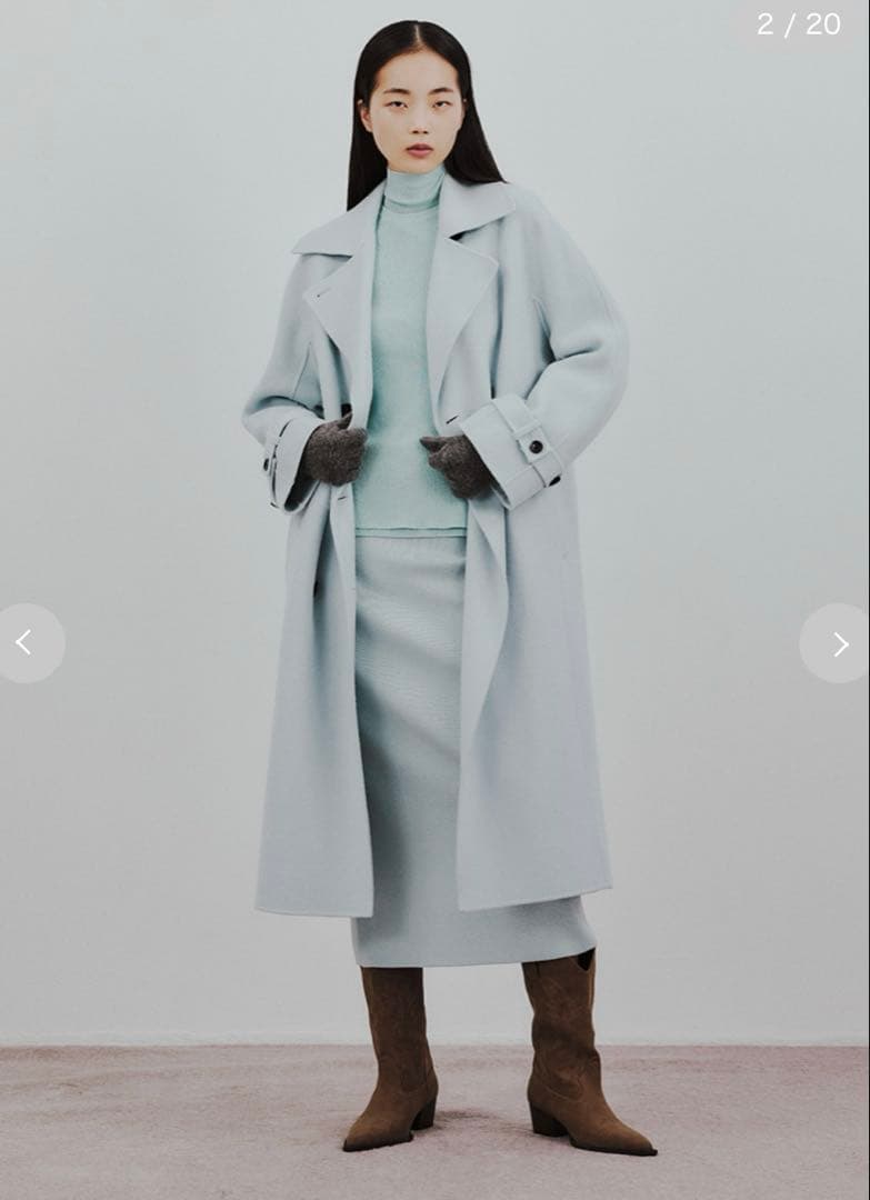 新品 ♡ Mila Owen ベルト付きリバーピーコート ライトブルー - メルカリ