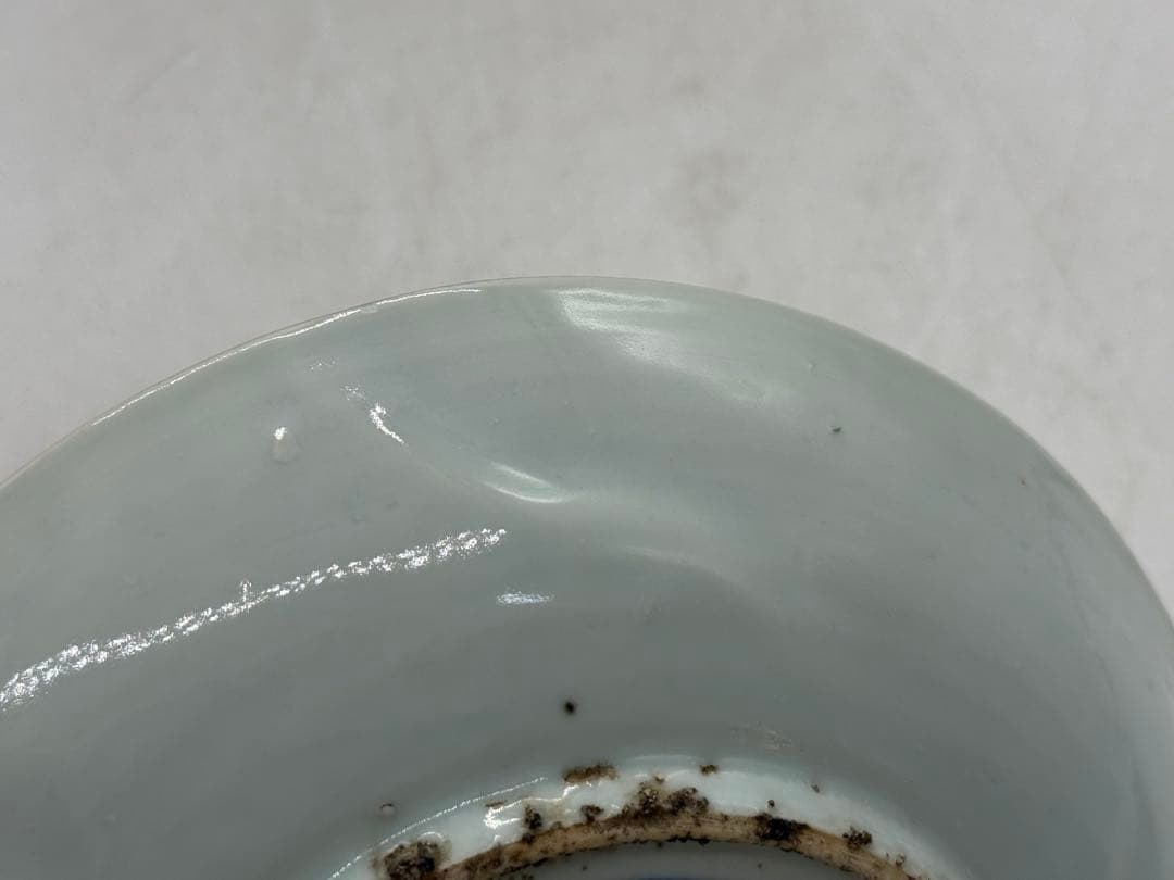 中国 明時代 南京赤絵草花捻文皿 青華五彩 共箱 アンティーク 送料込み