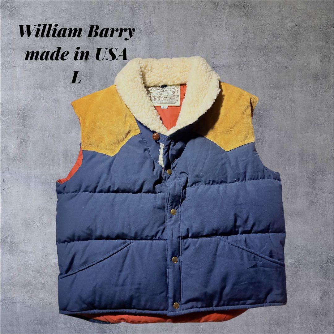 USA製 William Barry レザー切替 ダウンベスト キャメル L size M】70s william barry ウィリアムバリー ダウンベスト