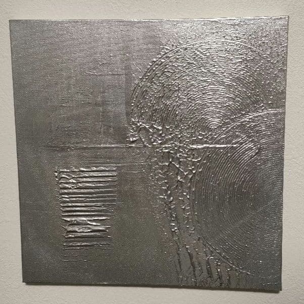 テクスチャーアート 20×20cm シルバー 銀 現代アート 抽象画 - メルカリ