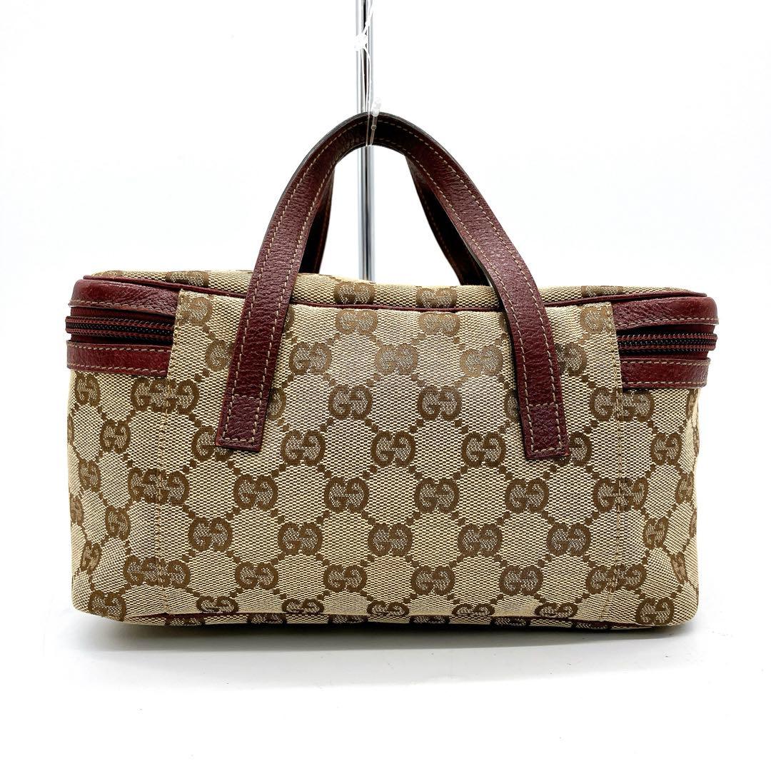 美品【GUCCI】バニティバッグ GGキャンバス ベージュ ハンドバッグ