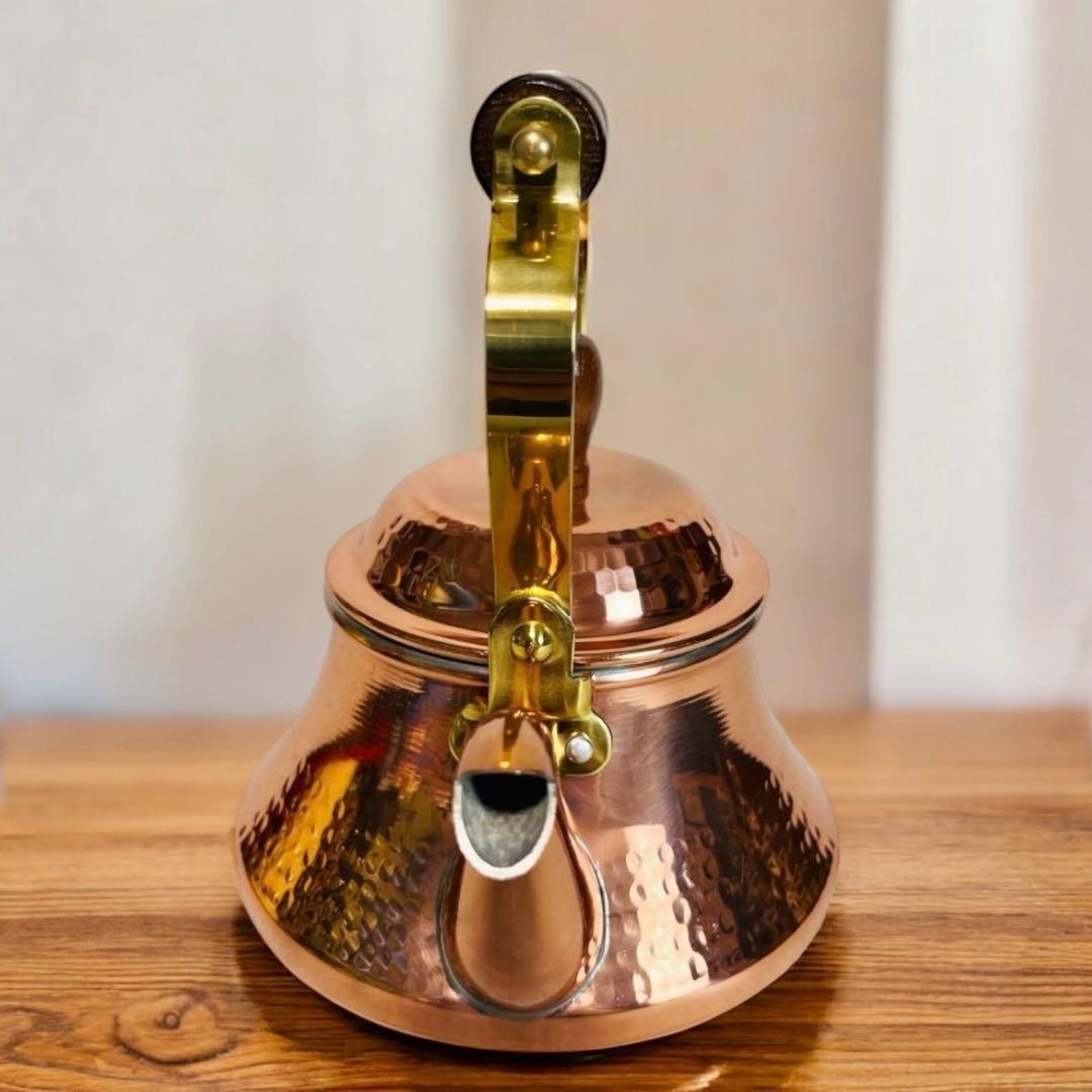 未使用品 島本製作所 鎚目仕上げ 純銅製 ベルケトル 薬缶 レトロ 1.6ℓ