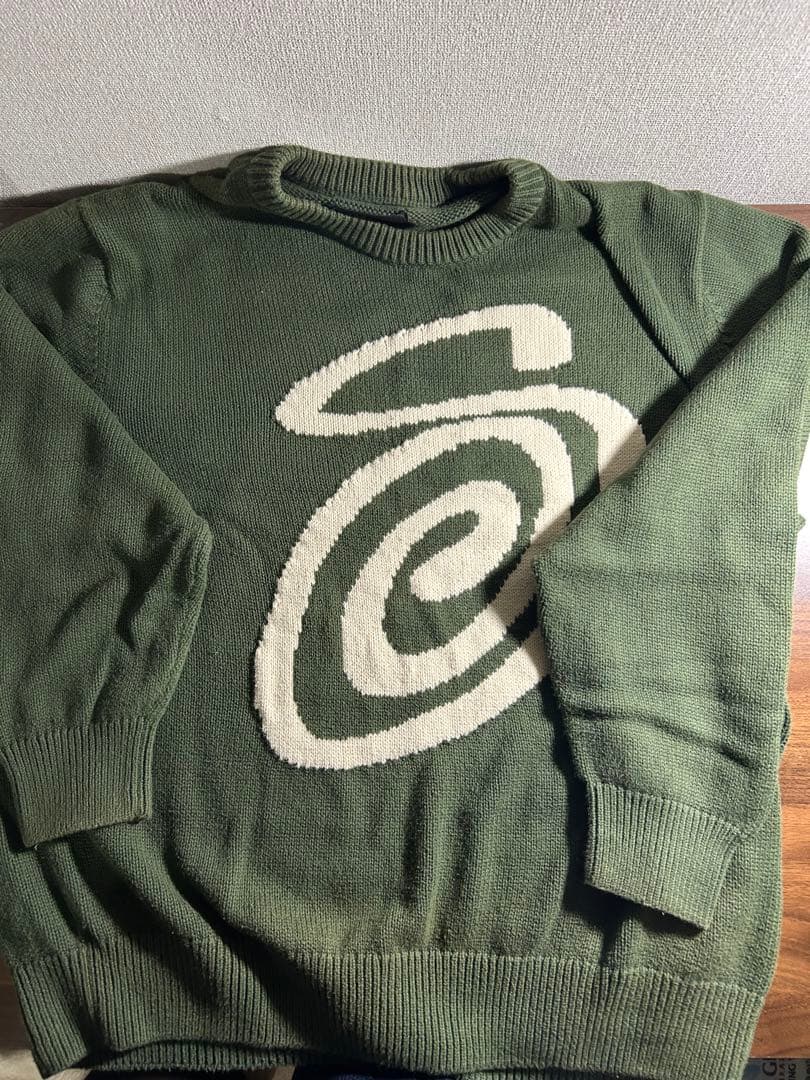 Stussy スワールロゴ ニットセーター Lサイズ - メルカリ
