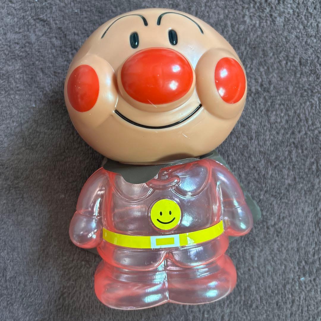 レトロ　不二屋　アンパンマン　キャンディーポット　貯金箱　マント付きフィギュア大 希少 アンパンマン キャンディーポット 貯金箱 人形 当時物 未開封