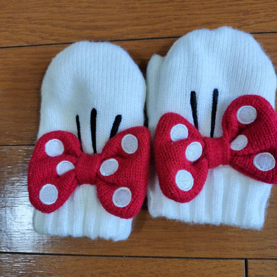 ミニーちゃん 耳付きニット帽 手袋 - メルカリ
