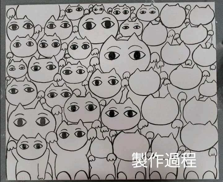 ハッピー招き猫 日本画金箔 額付(アンティーク) F8号 画家 小楠アキコ