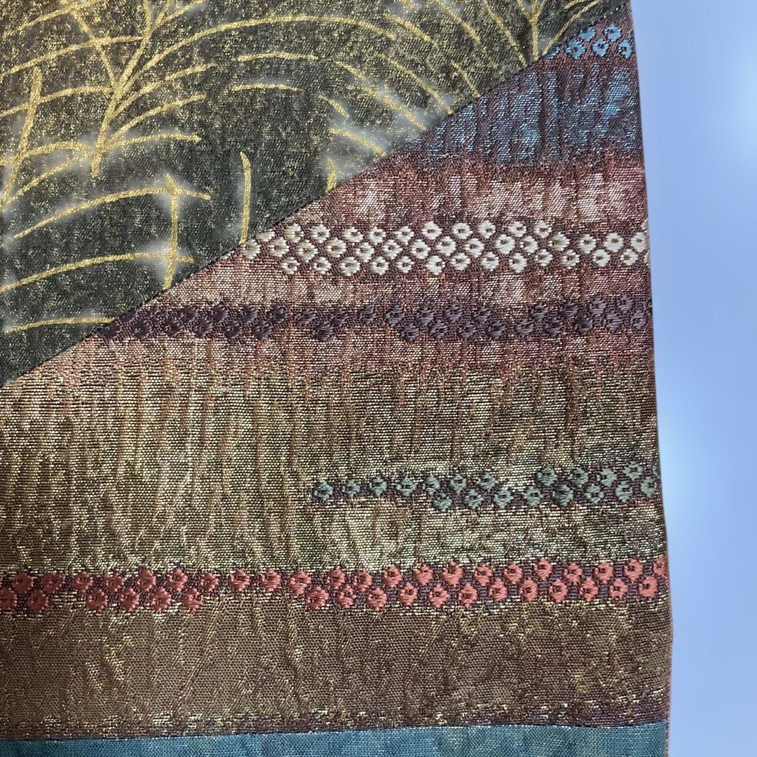 No.2848 未使用シリーズ正絹きりばめ大島紬袋帯 証紙 美品 - メルカリ