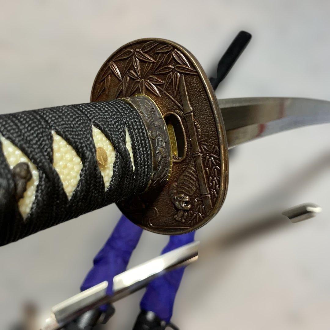 上級模造刀大小2本(刀袋付) 最高 黒柄 竹笹小判鍔