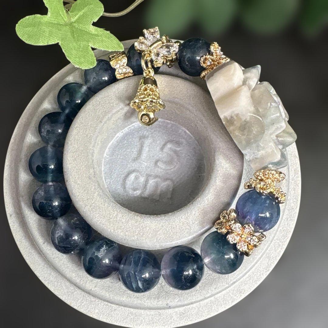 ＊泉澄＆まえまえ様＊フローライトとホワイトアゲート共生　薔薇　ブルーフローライト