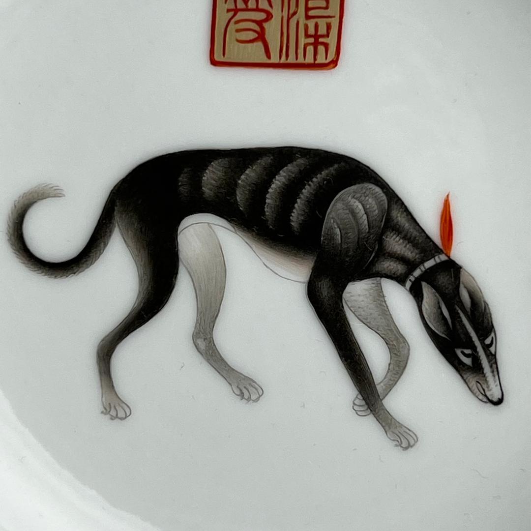 粉彩 十駿犬圖 大清乾隆年製 款 十客 中国古玩 中国美術 旧家蔵出 A823