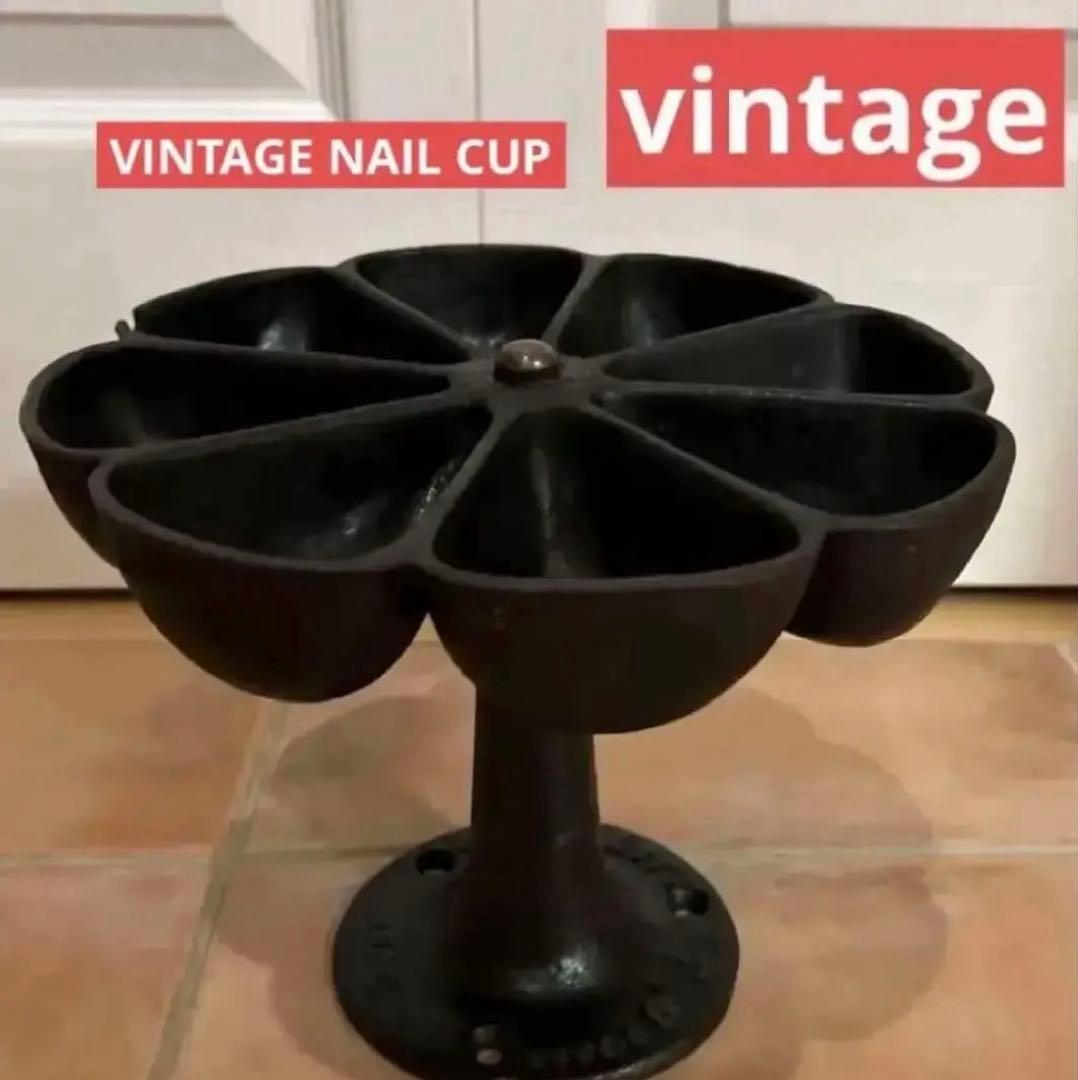 希少　vintage ビンテージ　キャスト　USAアイアンネイルカップ★鋳鉄製 ディスプレイ ヴィンテージ キャストアイアン ネイルカップ アメリカ